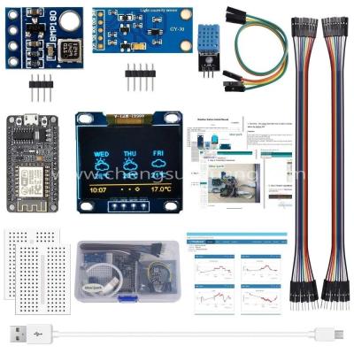 ESP8266 Weather Station Kit with Temperature Humidity Atmosphetic Pressure Light Sensor 0.96 Display for Arduino IDE IoT Starter