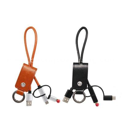 Leather Material Gift 3 in 1 USB Cable for Smartphone