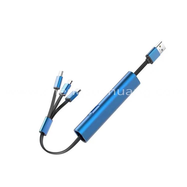 Metal Material Short Sync Cable 3 in 1 USB Cable for Smartphone