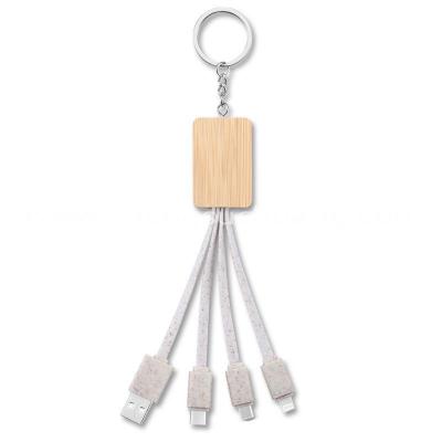 3in 1 keychain design wooden racket charging data usb cable for iphone 15
