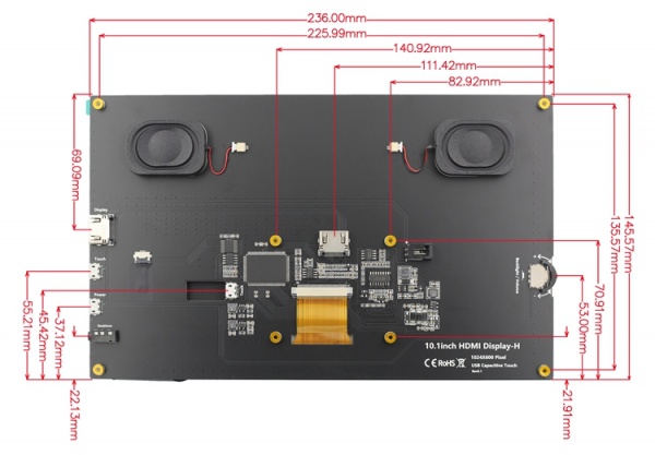 back side of 10.1 Inch 1024600 TFT Display Module for Raspberry Pi 4B.jpg